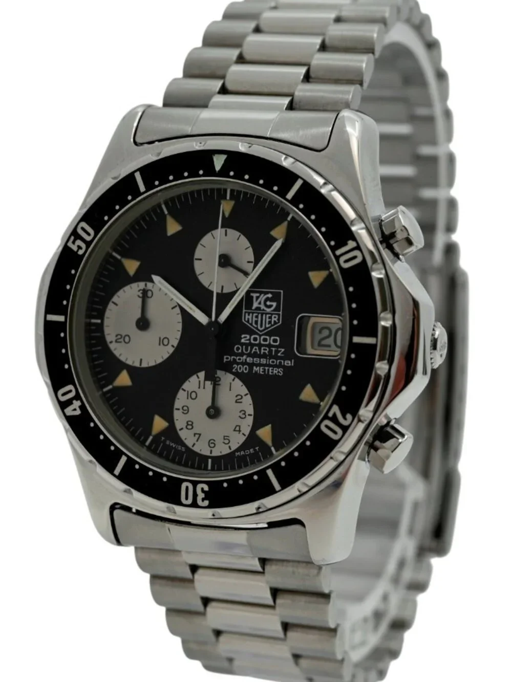 Tag Heuer 37mm Men's 2000 Series Chronograph Black Dial Watch! Ref: 273.206!